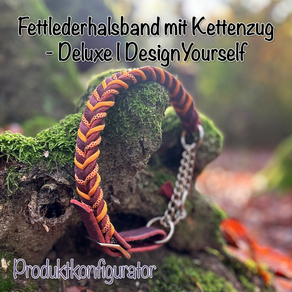 Fettlederhalsband mit Kettenzug | Deluxe - DesignYourself