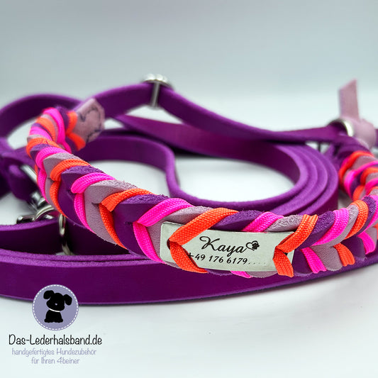 Retrieverleine mit Paracord | Deluxe - Purpur-Flieder