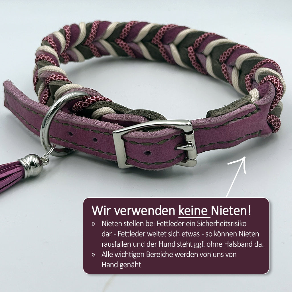 Fettlederhalsband Frühling mit Paracord | Deluxe Edition