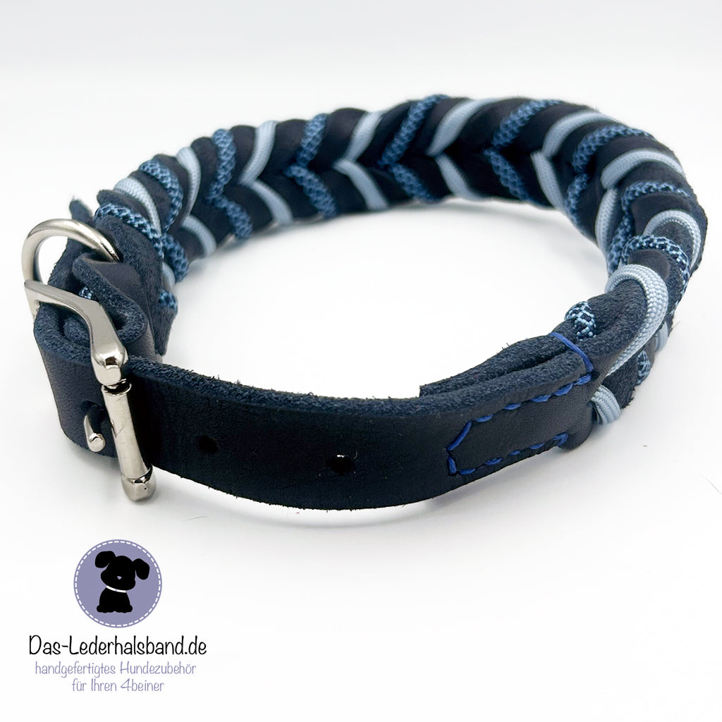 Sofortkauf: Lederhalsband Dunkelblau - 35-40cm