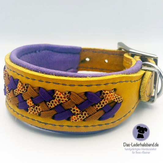 Fettlederhalsband mit Aufflechtung "Novalee"