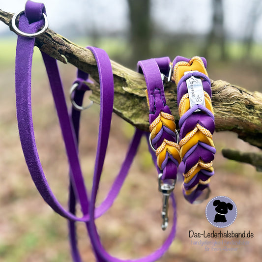 Fettlederhalsband Krokus mit Paracord | Deluxe Edition