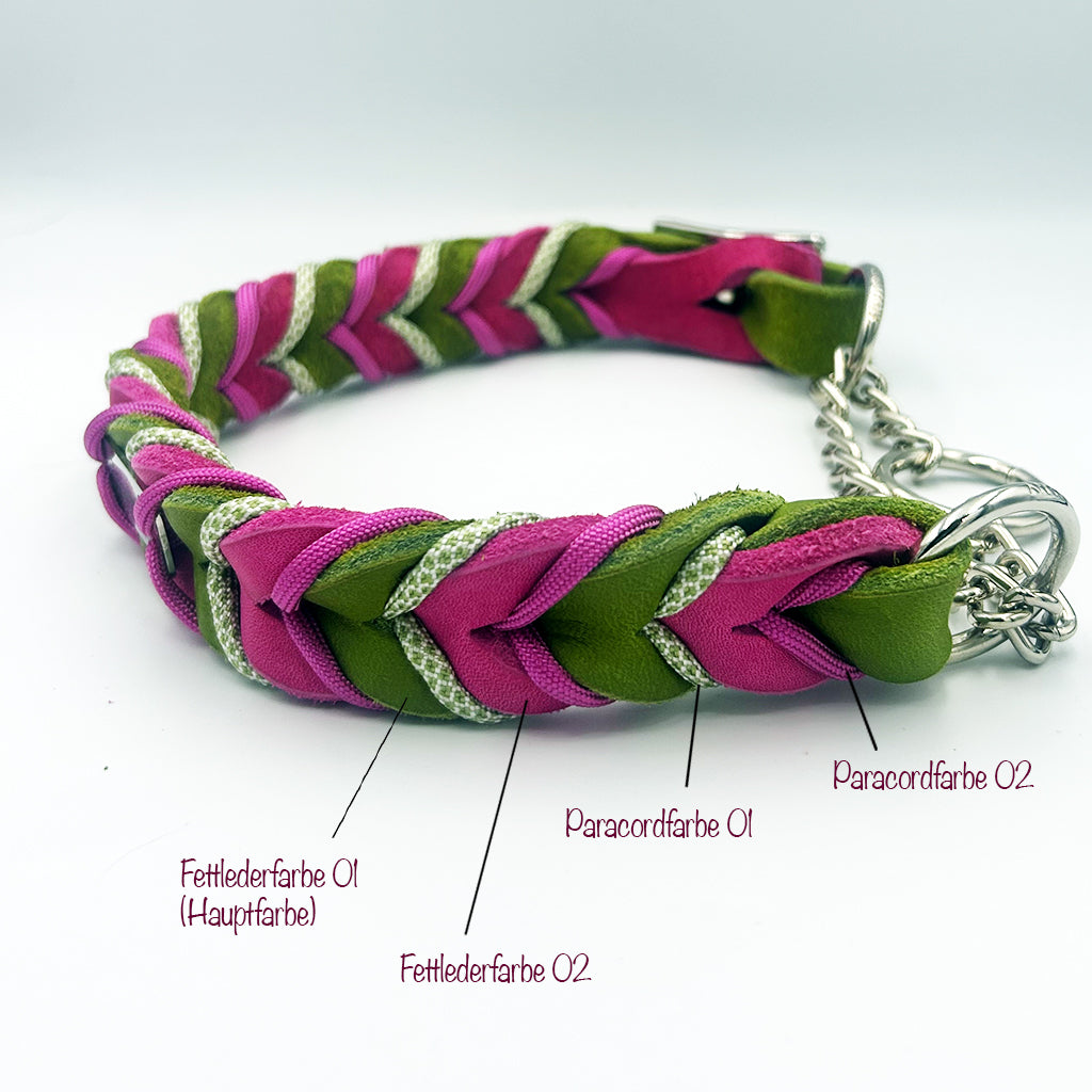 Fettlederhalsband mit Kettenzug | Deluxe - DesignYourself