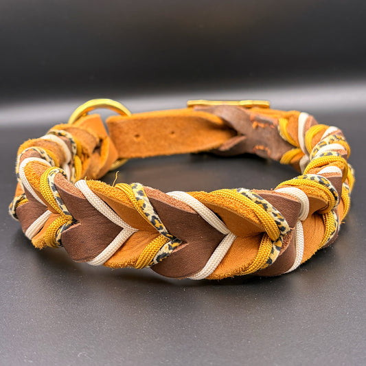 Fettlederhalsband Leo in Cognac