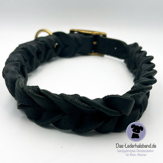 Fettlederhalsband in Schwarz