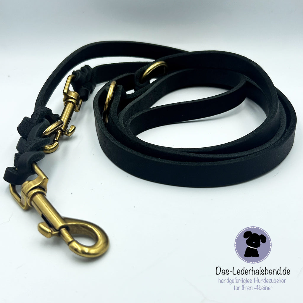 Fettlederleine - Hundeleine - in schwarz - 2,40m lang