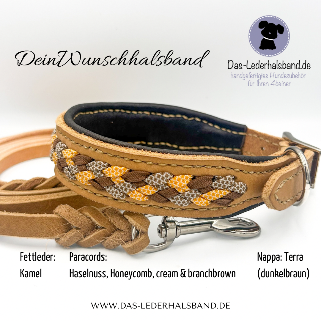 Sofortkauf: Fettlederhalsband "Camel-Braun" 40-45cm