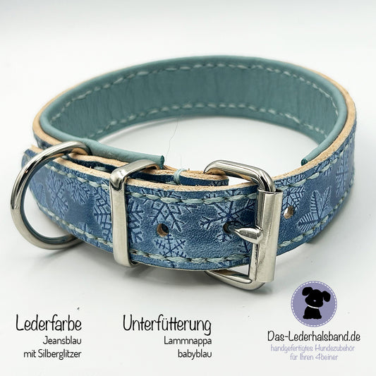 Geprägtes Lederhalsband Winter