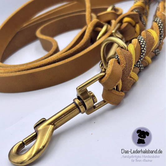 Fettlederleine - Hundeleine - in cognac | Deluxe Edition - 2,40m lang