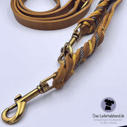 Fettlederleine - Hundeleine - in cognac | Deluxe Edition - 2,40m lang