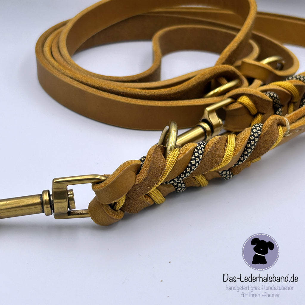 Fettlederleine - Hundeleine - in cognac | Deluxe Edition - 2,40m lang