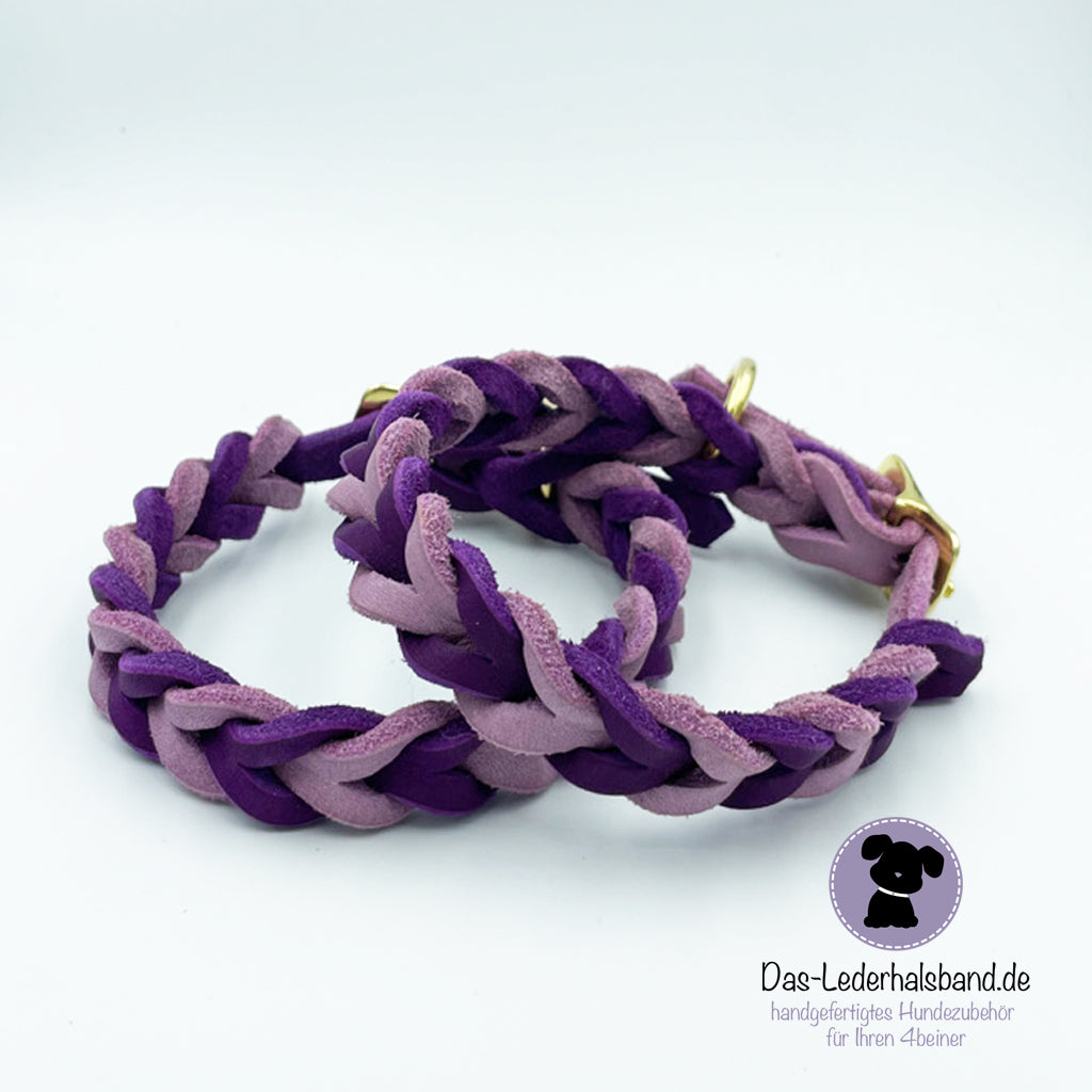 Geflochtenes Fettlederhalsband lila-flieder