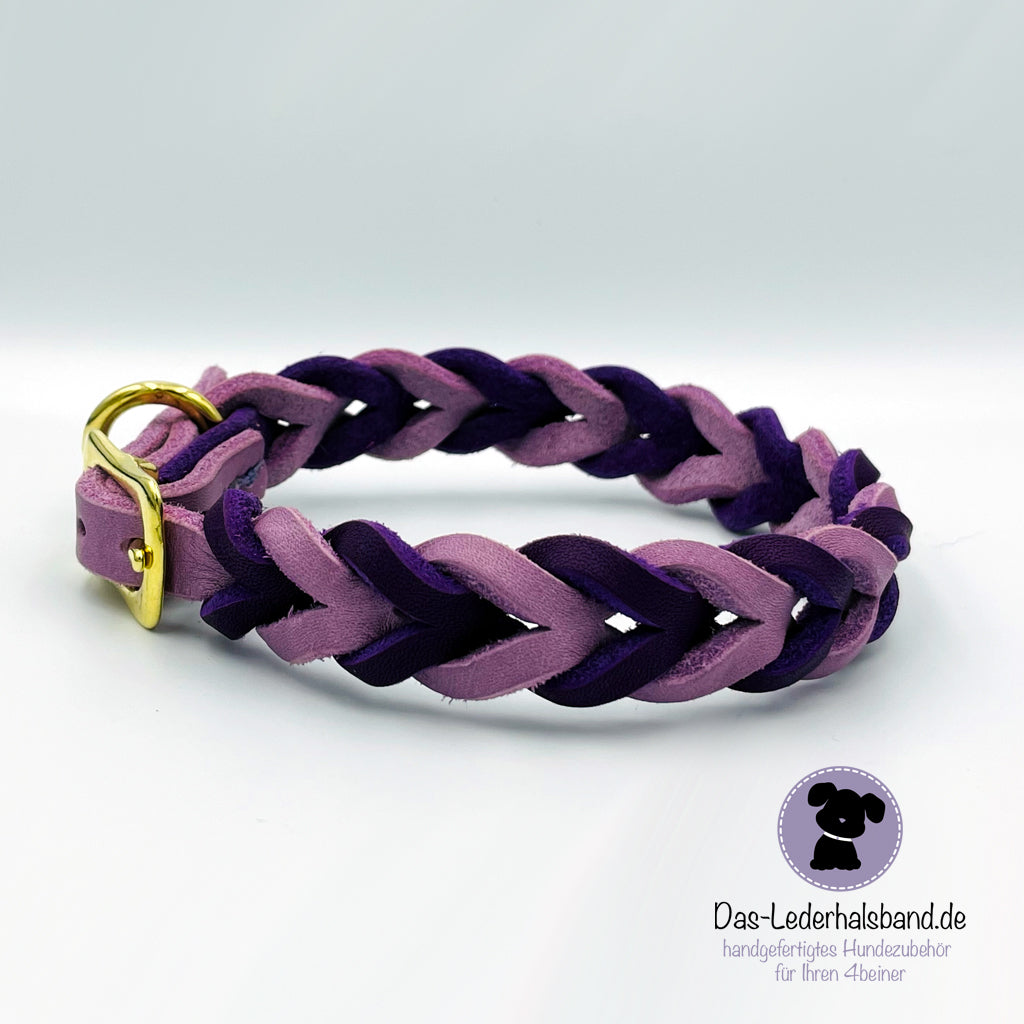 Geflochtenes Fettlederhalsband lila-flieder