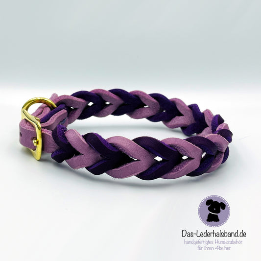 Fettlederhalsband DUO in lila-flieder