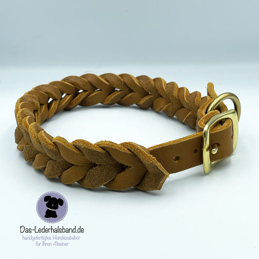 Fettlederhalsband Cognac