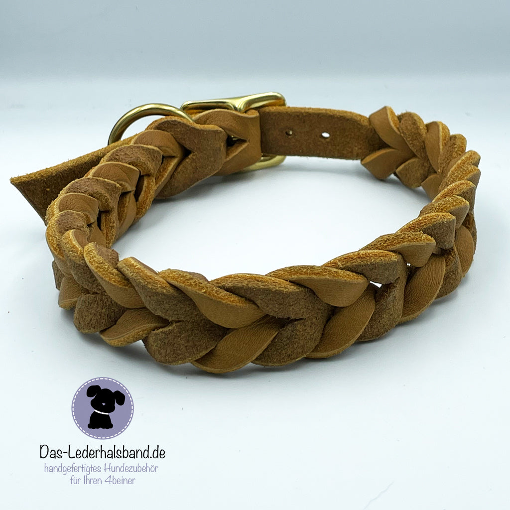 Fettlederhalsband Cognac - 34-40cm