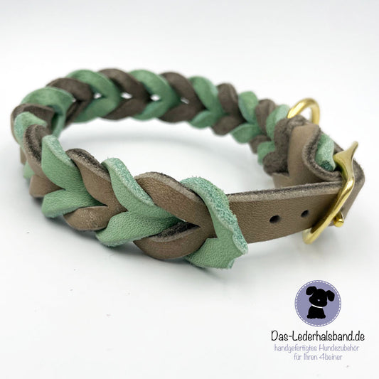 Fettlederhalsband in Schlamm-Mint