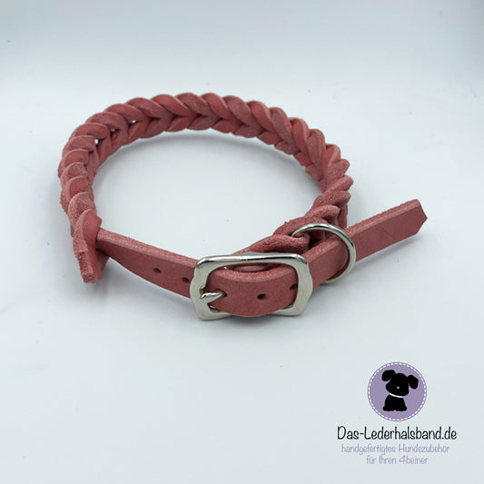Fettlederhalsband altrosa