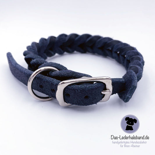 Fettlederhalsband dunkelblau