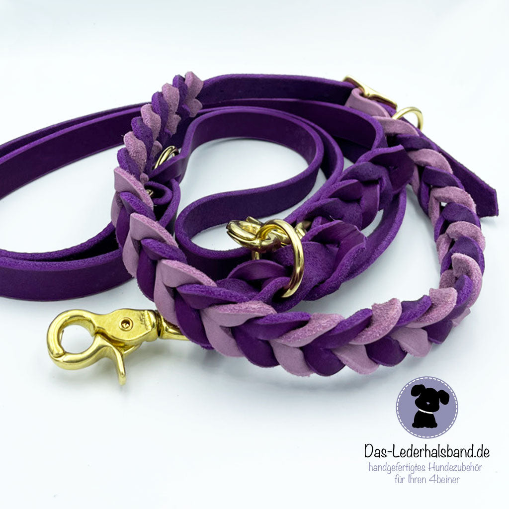 Geflochtenes Fettlederhalsband lila-flieder