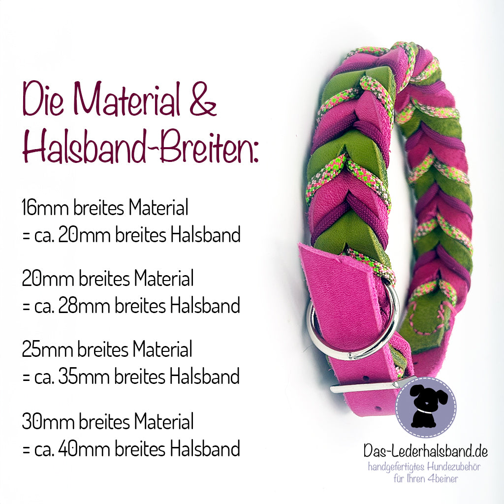 Fettlederhalsband mit Paracord rostrot-orange | Deluxe Edition
