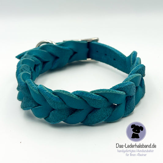 Fettlederhalsband in türkis