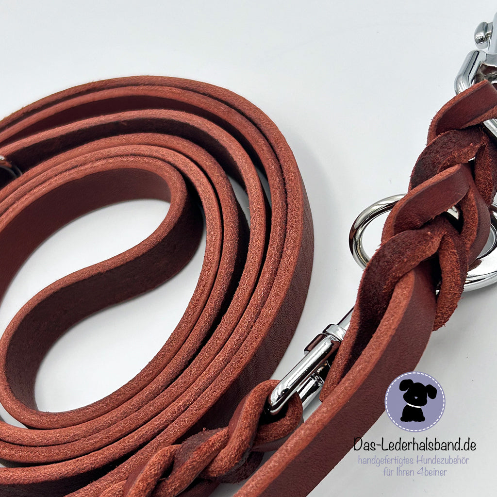 Fettlederleine - Hundeleine - in rostrot - 2,40m lang