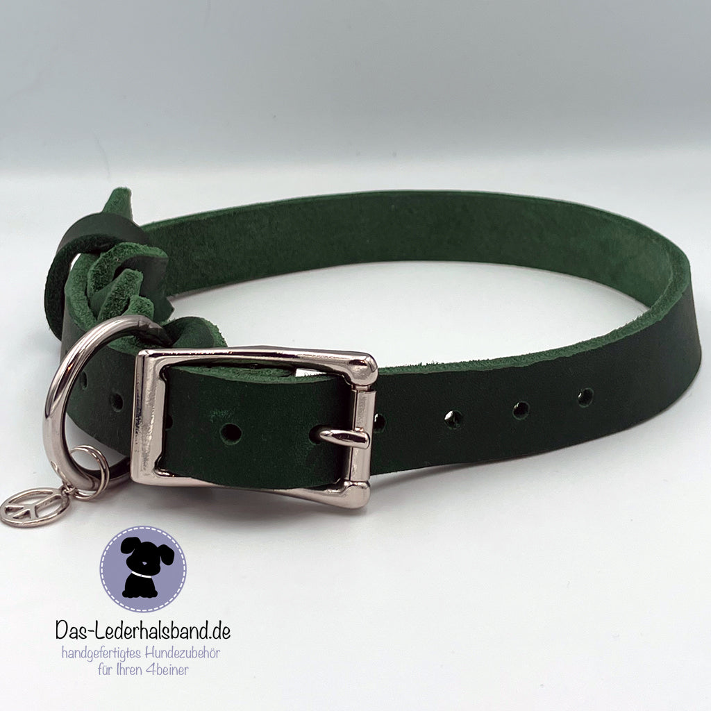 Fettlederhalsband PURE in dunkelgrün - in 6 Größen erhältlich