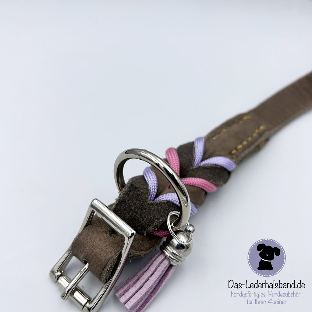 Fettlederhalsband PURE+ in Schlamm mit Paracord - in 4 Größen erhältlich