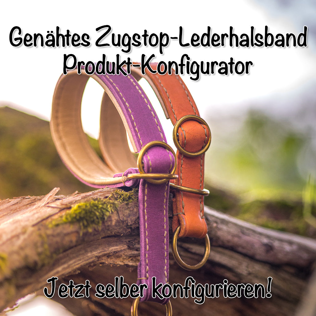 Genähtes Fettleder Zugstophalsband "Classic"
