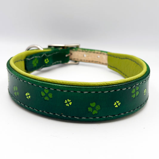 Sofortkauf: Lederhalsband Kleeblatt 40-45cm