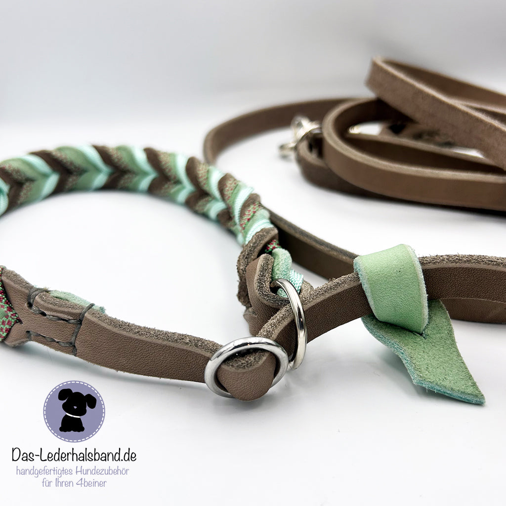 Retrieverleine mit Paracord | Deluxe - Schlamm-Mint