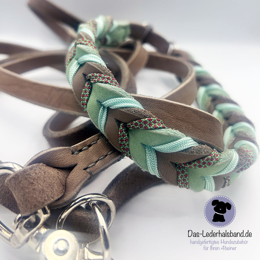 Retrieverleine mit Paracord | Deluxe - Schlamm-Mint