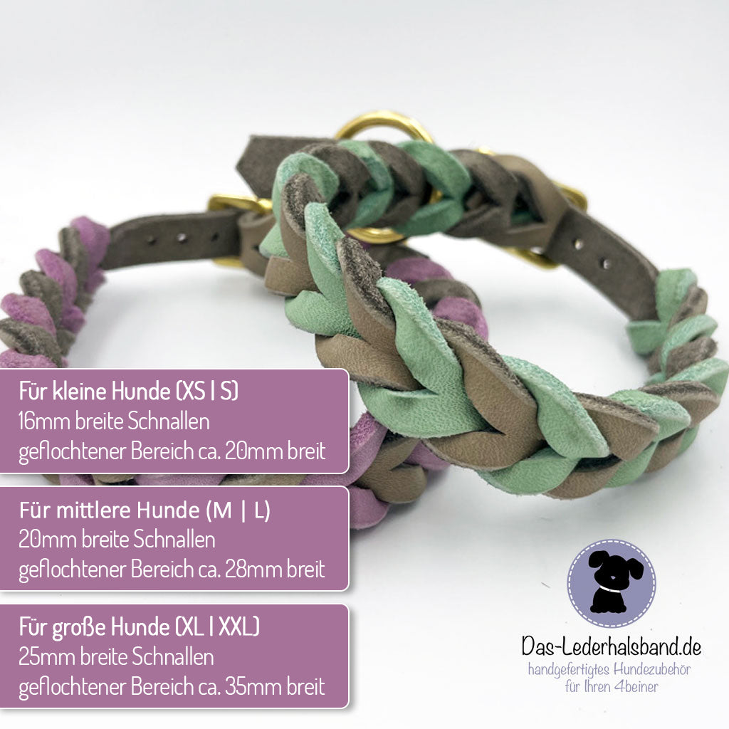 Fettlederhalsband DUO in rot-dunkelblau