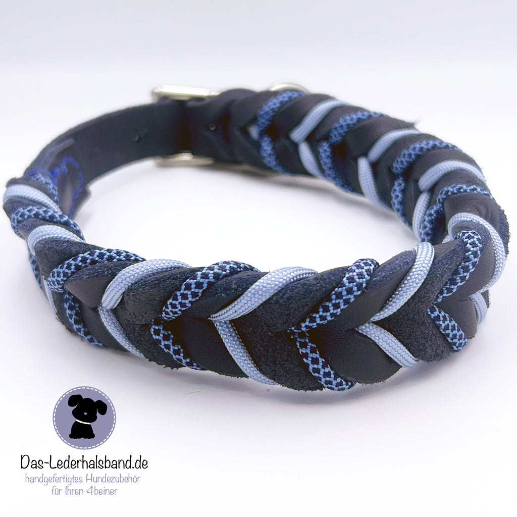 Sofortkauf: Lederhalsband Dunkelblau - 35-40cm
