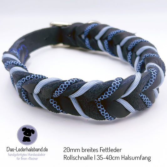 Sofortkauf: Lederhalsband Dunkelblau - 35-40cm