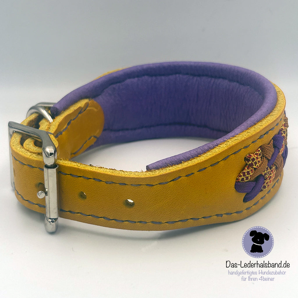 Fettlederhalsband mit Aufflechtung "Novalee"