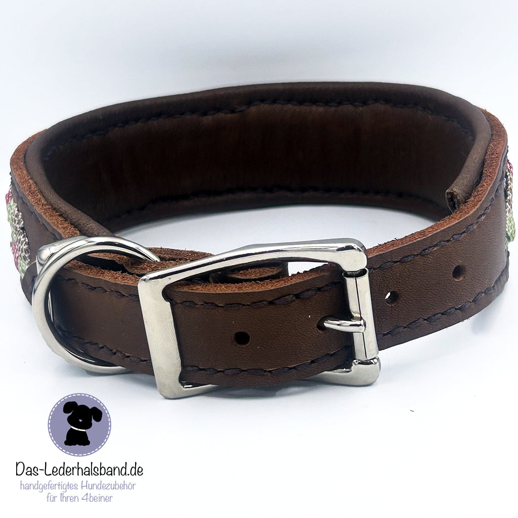 Fettlederhalsband mit Aufflechtung "Schoko"