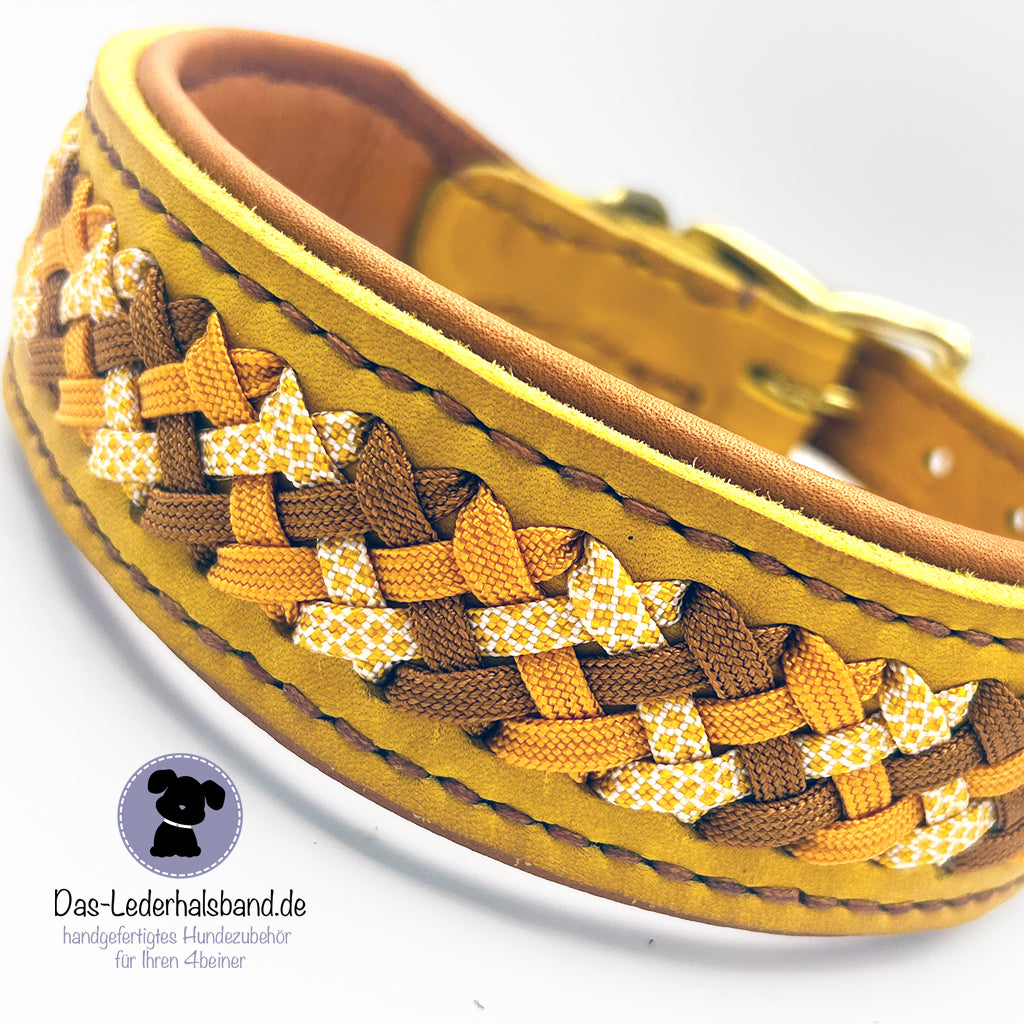 Fettlederhalsband-mit-Aufflechtung-herbst-curryfarben