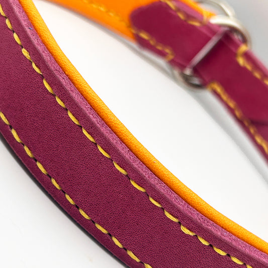 Fettlederhalsband Classic Beere als Zugstop