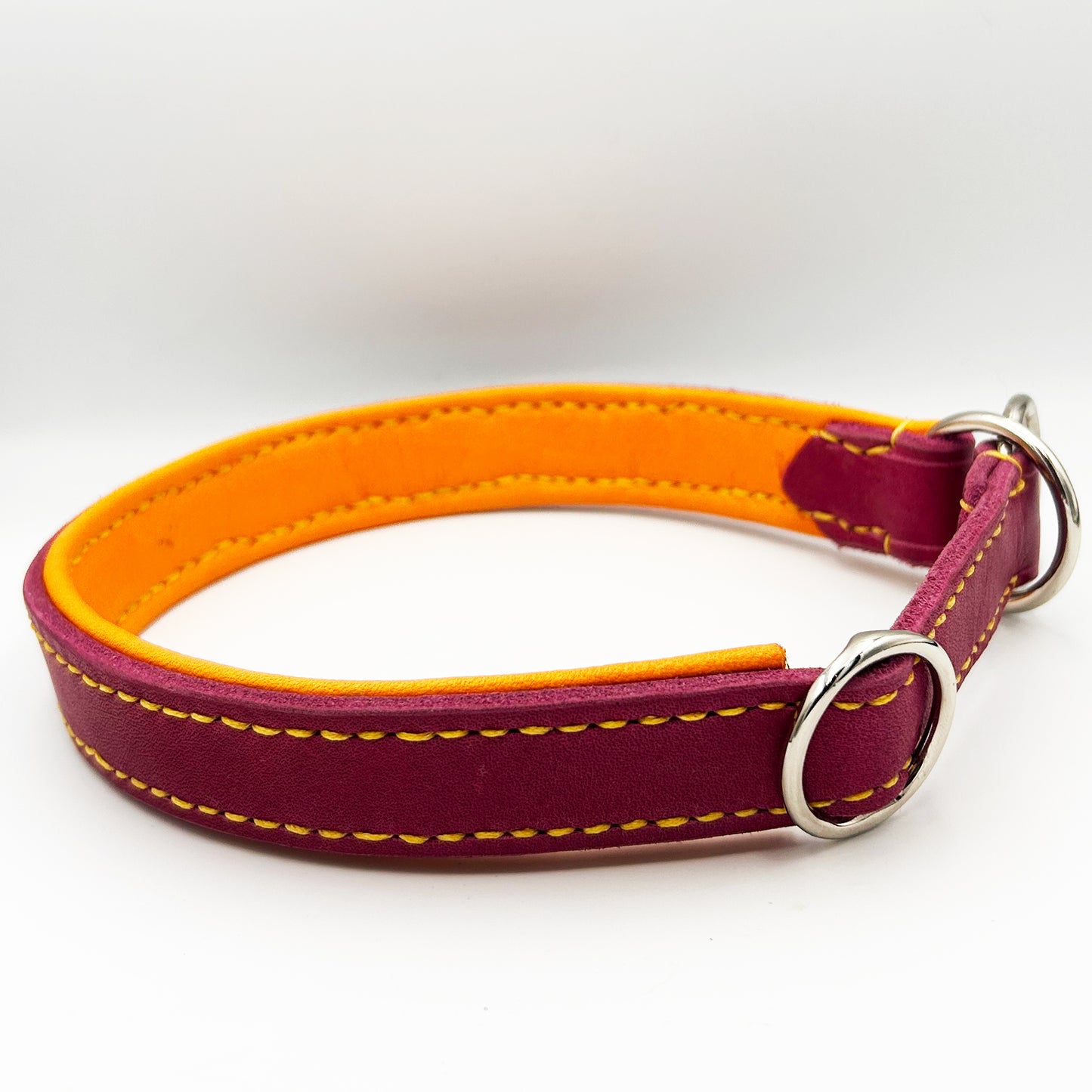 Fettlederhalsband Classic Beere als Zugstop
