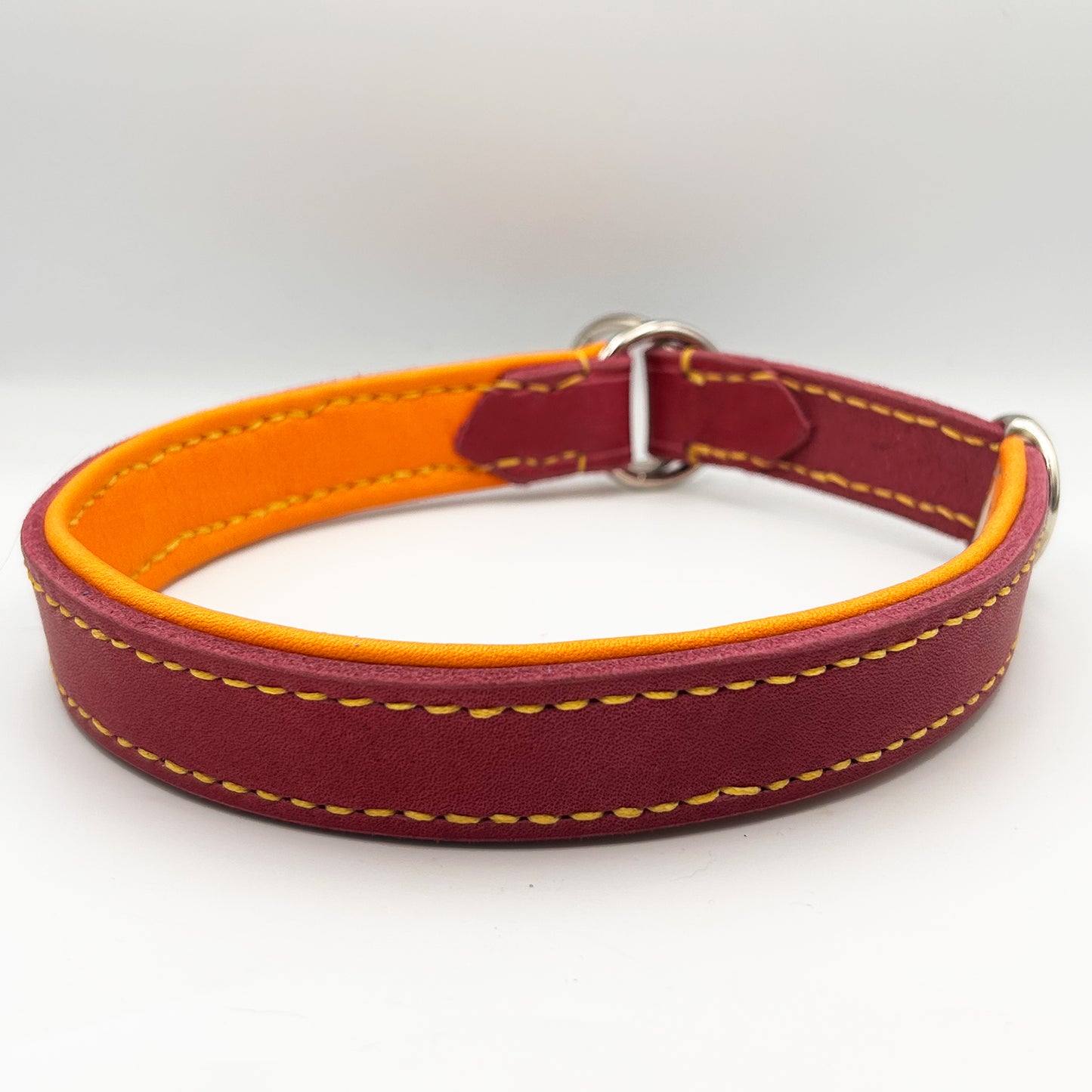 Fettlederhalsband Classic Beere als Zugstop