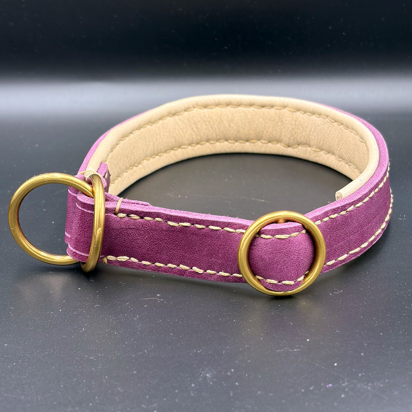 Fettlederhalsband Classic Traube als Zugstop