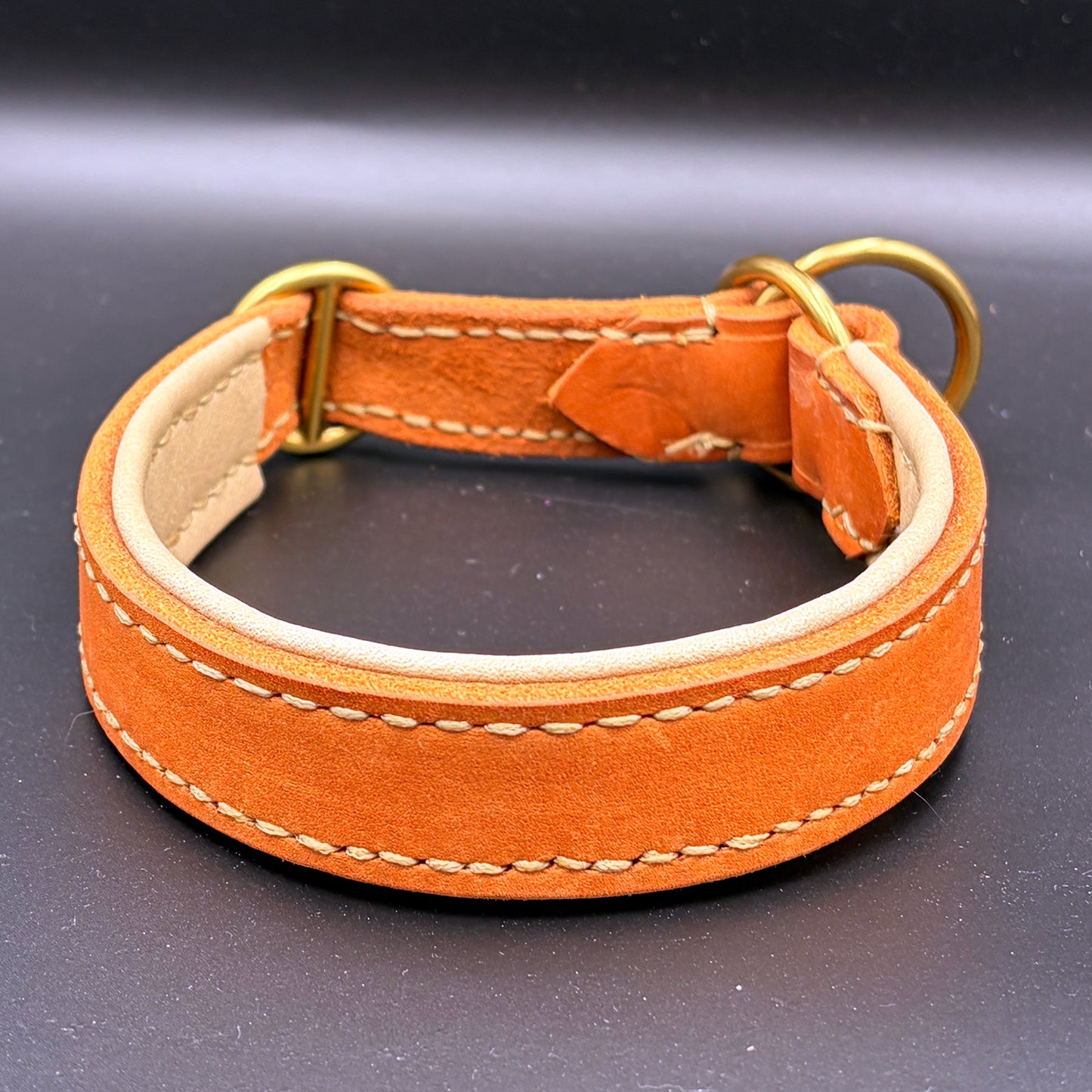 Fettlederhalsband Classic Whisky als Zugstop