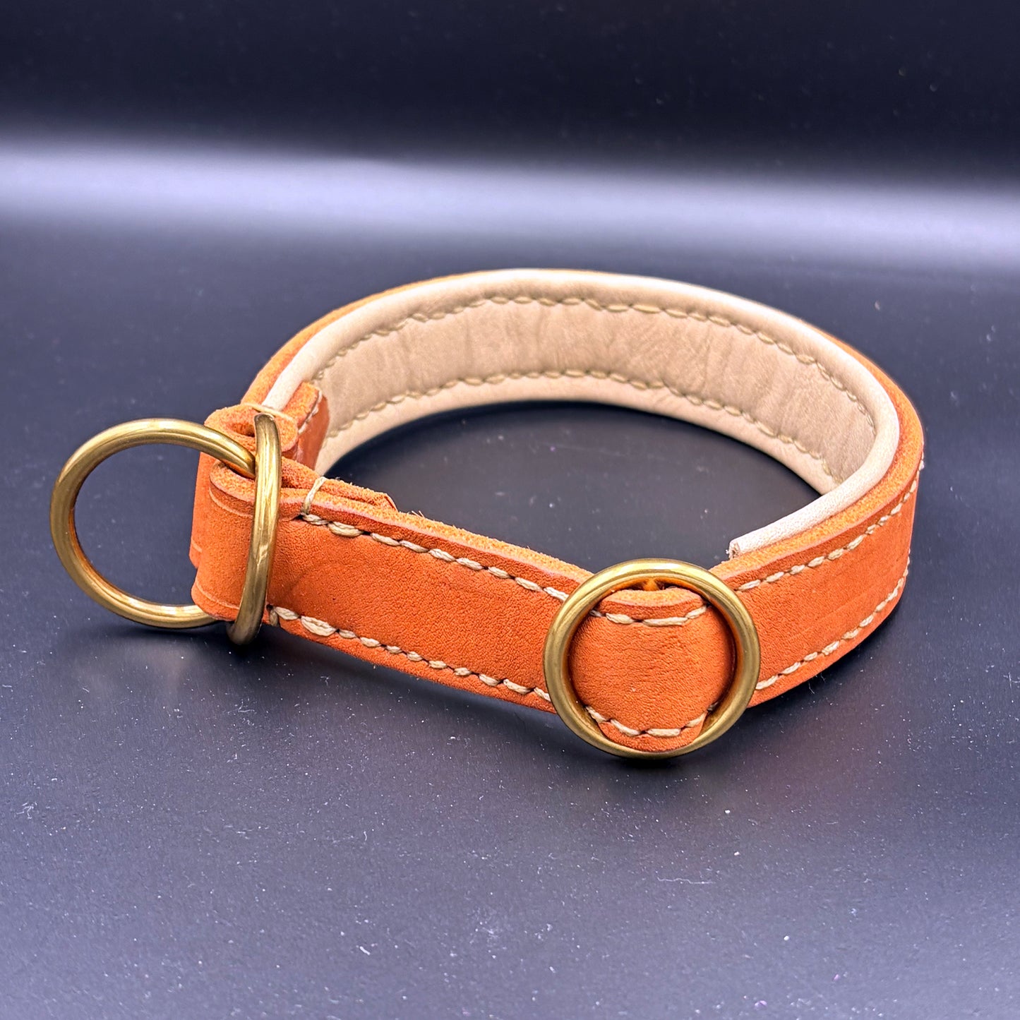 Fettlederhalsband Classic Whisky als Zugstop