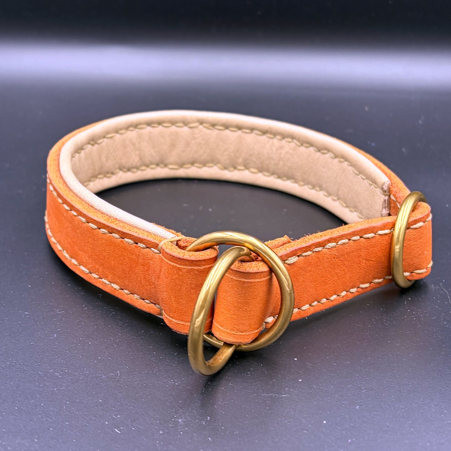 Fettlederhalsband Classic Whisky als Zugstop