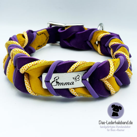 Fettlederhalsband Krokus mit Paracord | Deluxe Edition