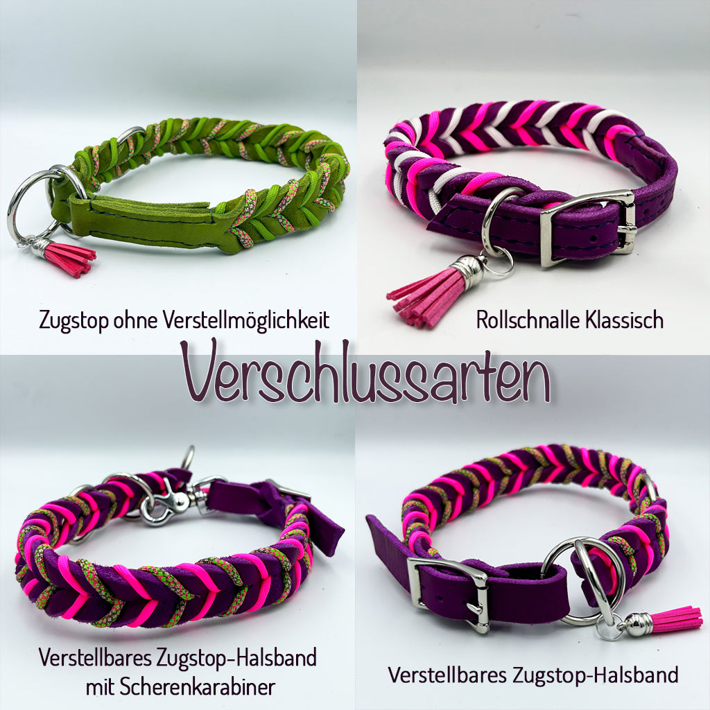 Fettlederhalsband DUO in rot-bordeaux