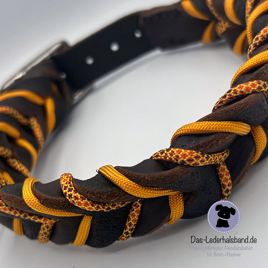 Fettlederhalsband mit Paracord schoko - Herbst | Deluxe Edition