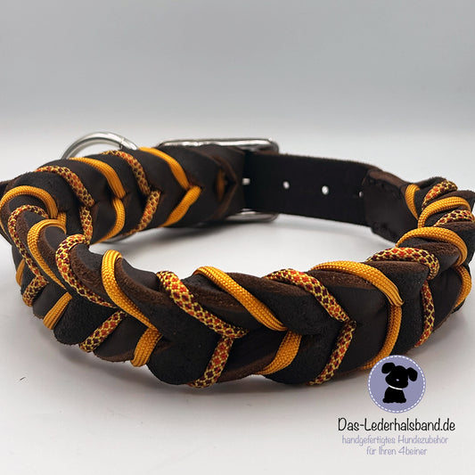 Fettlederhalsband mit Paracord schoko - Herbst | Deluxe Edition
